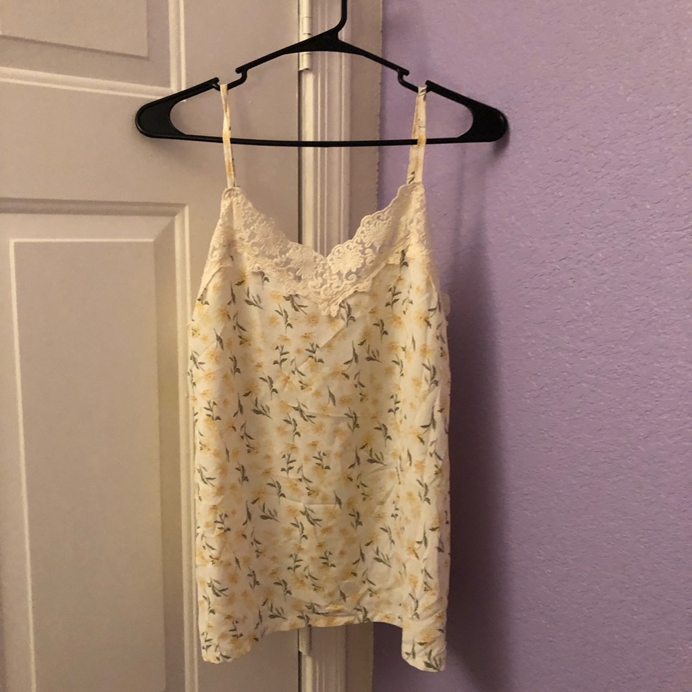 SHEIN Tank top floral white/yellow